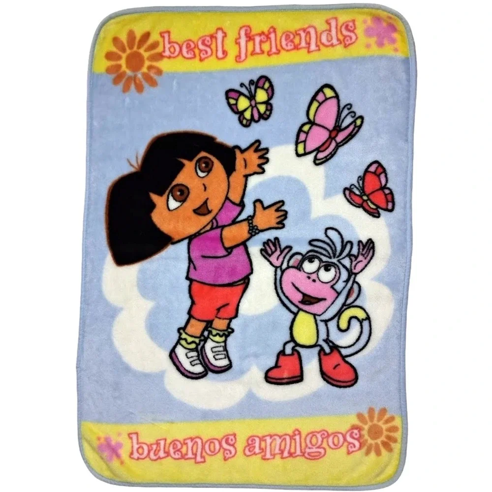 Nick Jr Dora The Explorer Boots Best Friends Baby Blanket Butterfly Plush 30x44